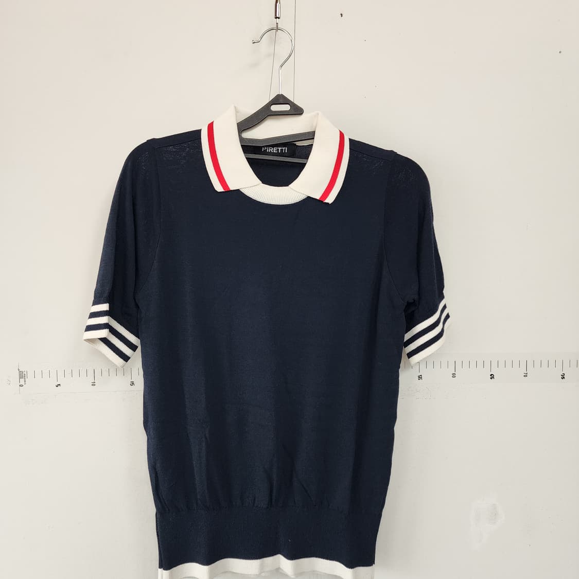 피레티 네이비 반팔 카라 니트 상품이미지1