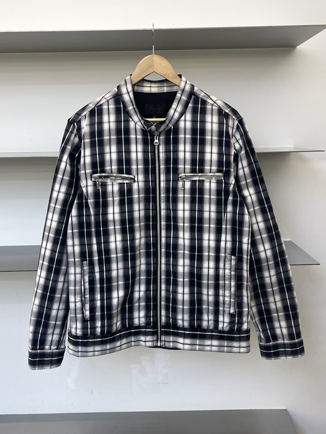 파쪼 체크 바이커 코튼 집업 자켓 상품이미지1