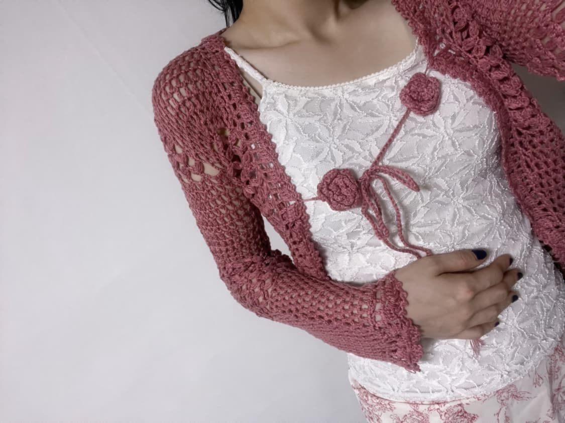 pink flower knit cardigan 상품이미지1
