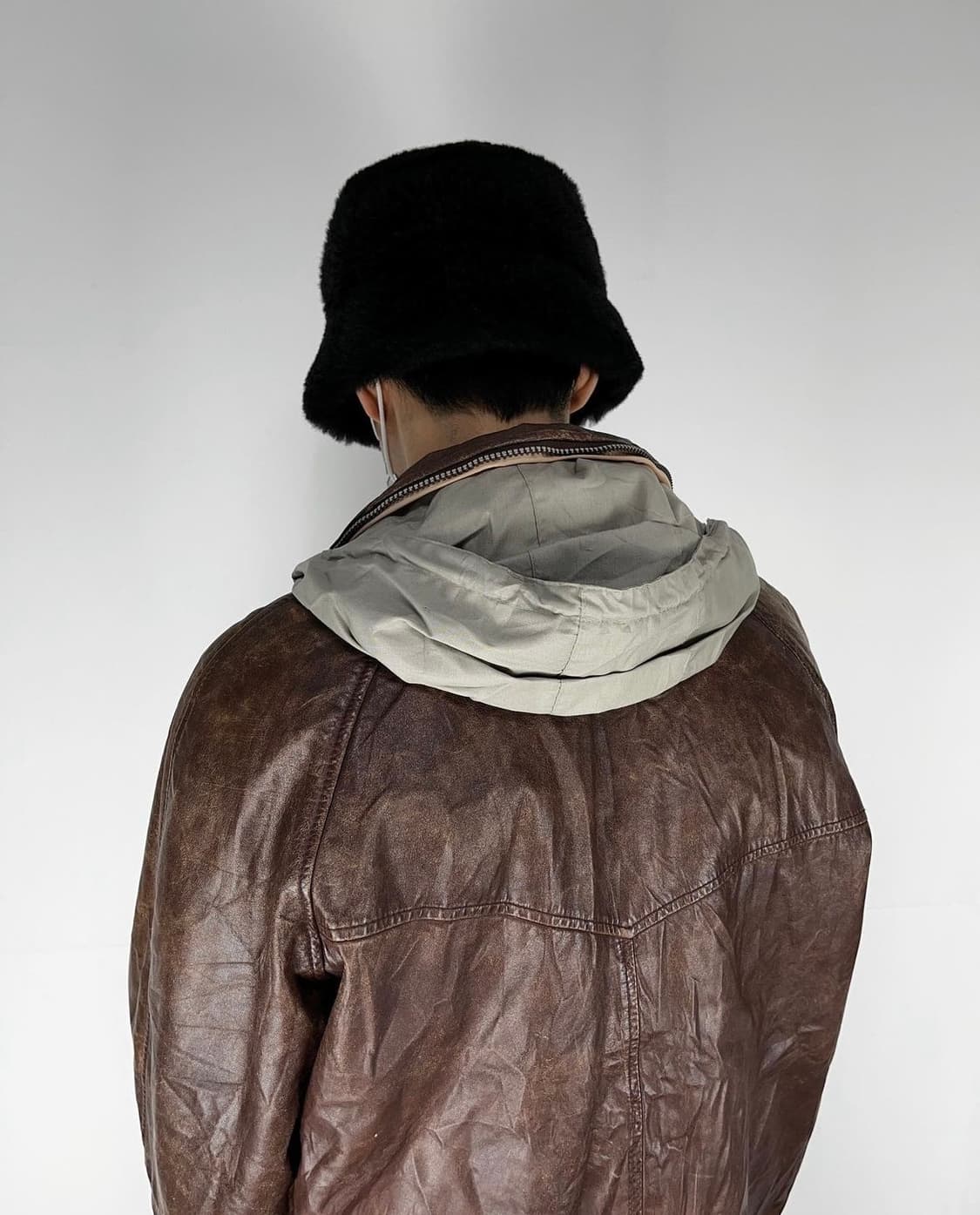 리버시블 후드 가죽자켓 상품이미지6