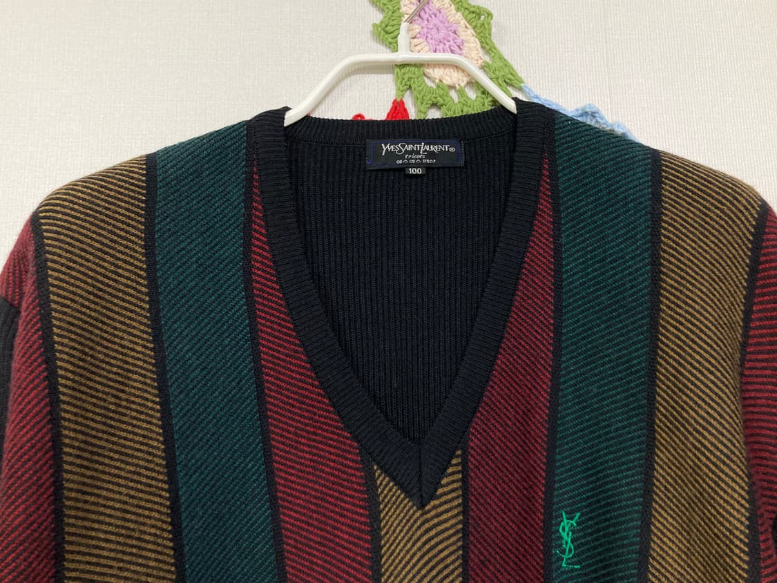 (정품) 입생로랑 남성 트리콧 브이넥 니트 100 _ 블랙 상품이미지2