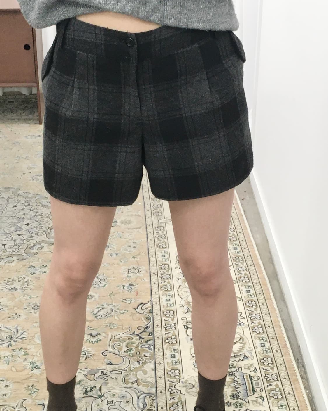 그레이 체크 숏팬츠 상품이미지1