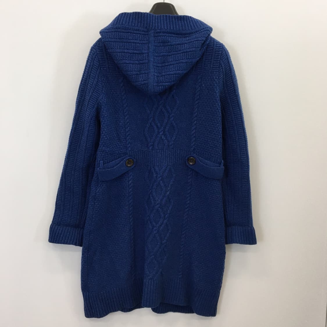 빈폴 케이블 울 후드니트 롱가디건 100 코발트블루  상품이미지4