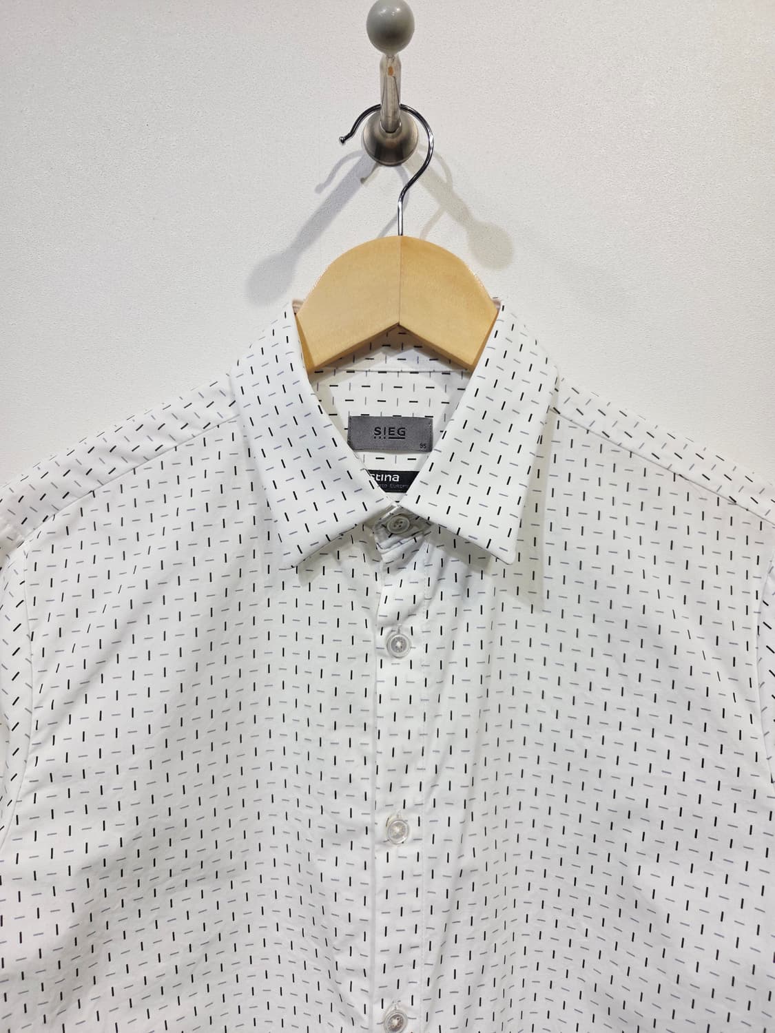 SIEG 지이크 대시 패턴 화이트 긴팔 셔츠 상품이미지3