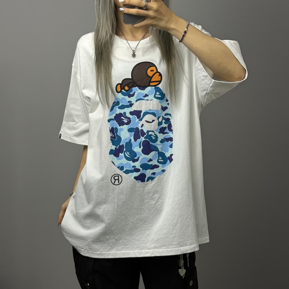 BAPE 베이프 블루 카모 에이프 헤드 반팔 티셔츠  상품이미지2