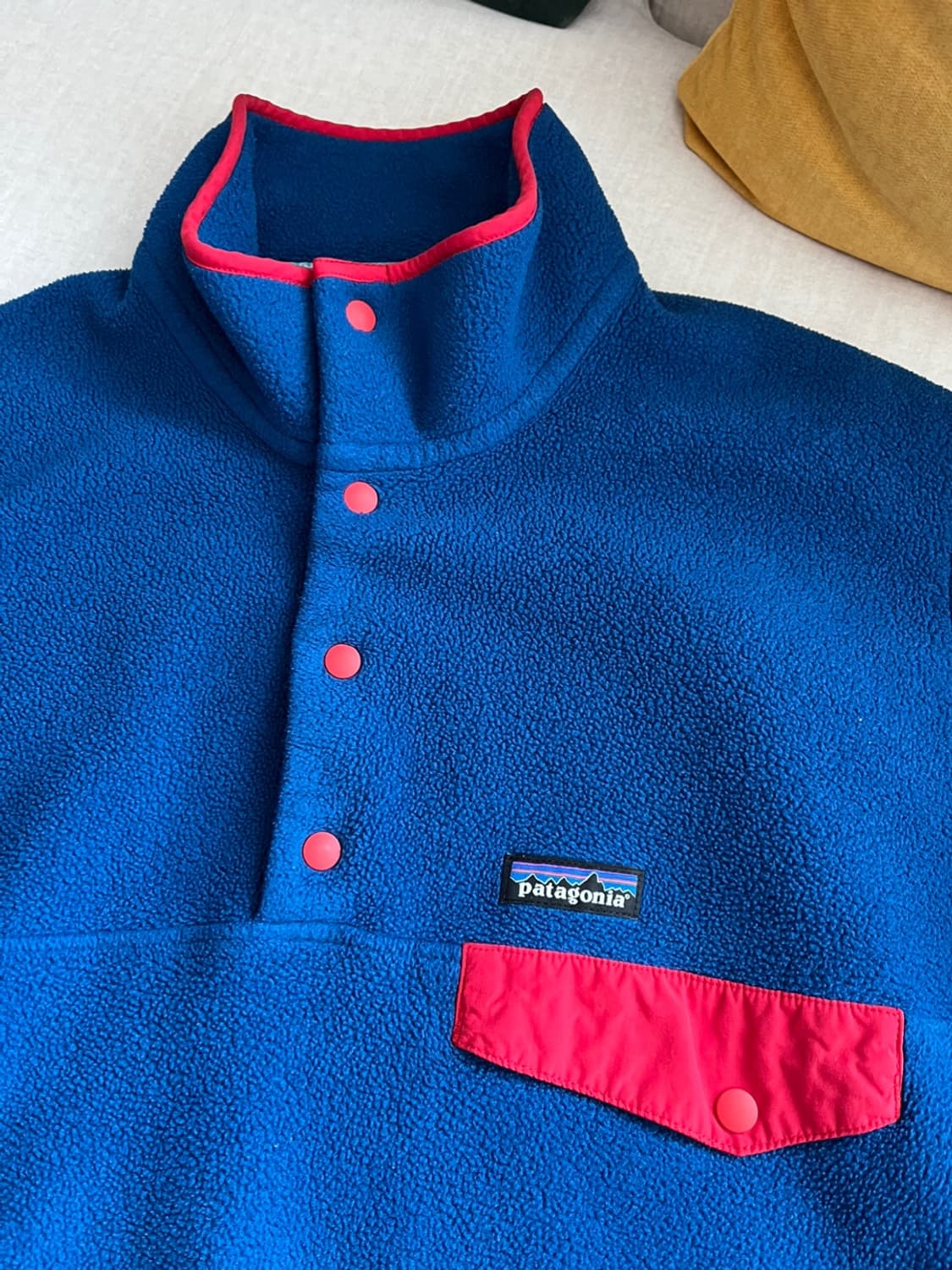 파타고니아 블루/레드 플리스 후리스 풀오버 신칠라 상품이미지4