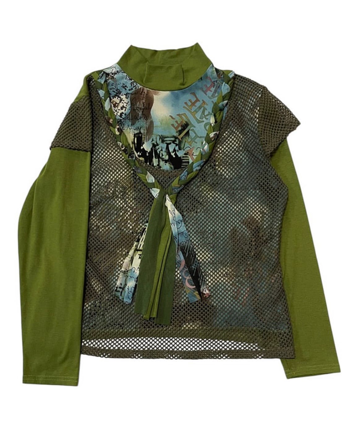 Mesh print green t-shirts 상품이미지1