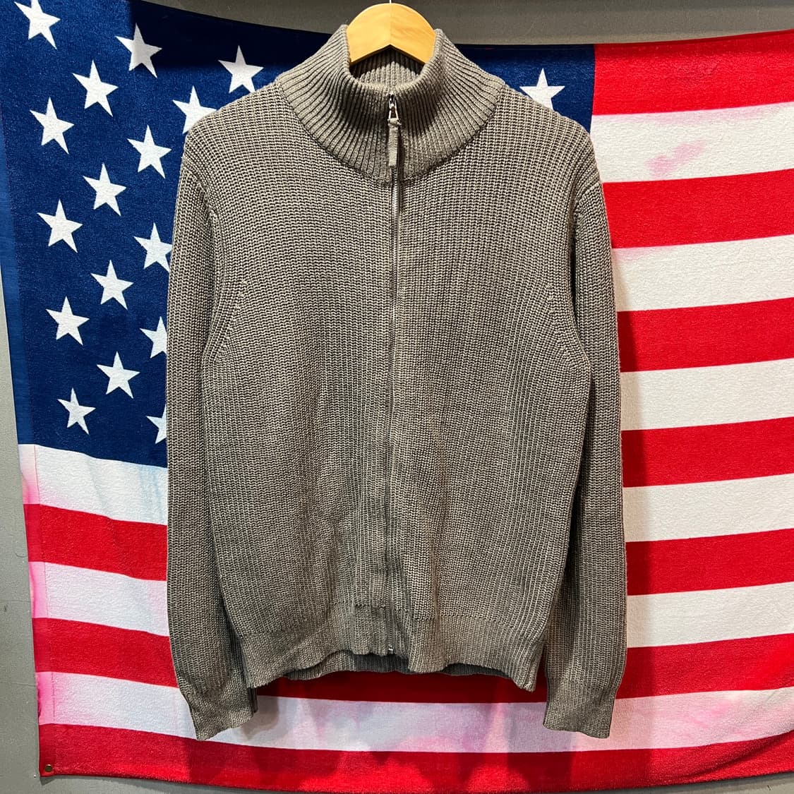 연브라운 니트 집업 상품이미지1