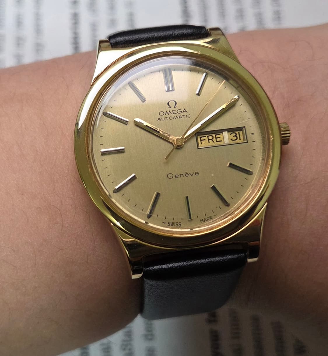 빈티지 오메가 제네브 올금장 오리지널 샴골판 데이데이트 오토매틱 상품이미지10
