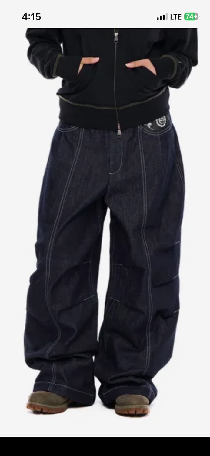 아캄Knee Pin-Tuck Paisley Denim Pants 상품이미지2