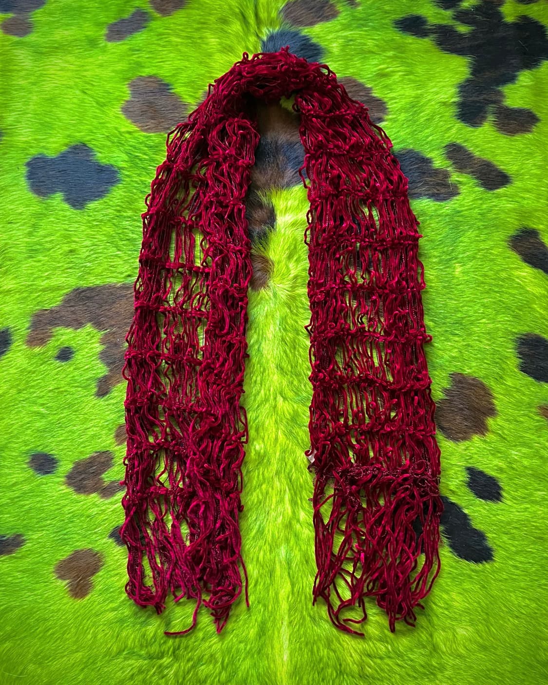 JPN Vintage Velour Mesh Fringe Muffler 상품이미지4