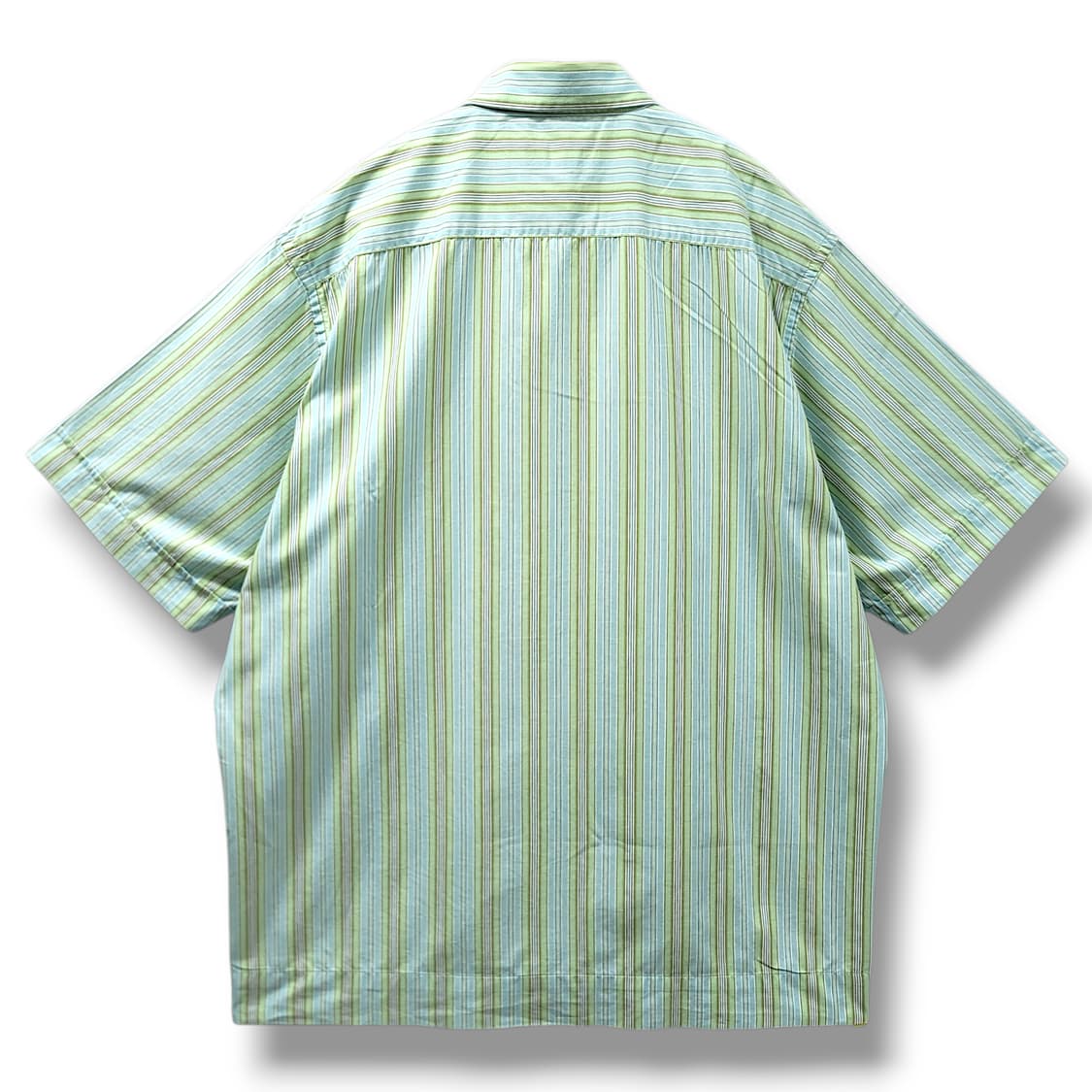 [2XL] 폴로 그린 스트라이프 오버핏 반팔 코튼셔츠 상품이미지2