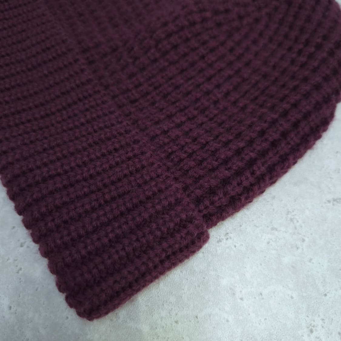 버건디 와플 롤업 니트 비니 남녀공용 상품이미지4