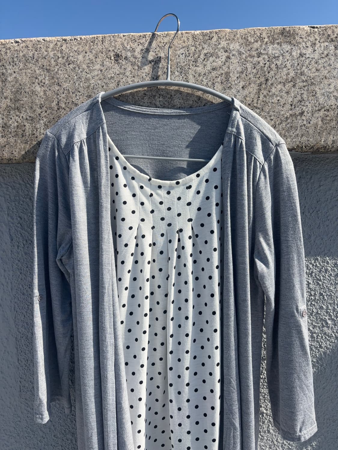 땡땡이 터크 가디건 레이어드 티셔츠 상품이미지5