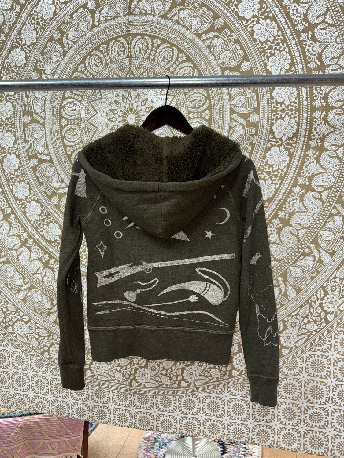 데님앤서플라이 프린팅 에스닉 양털 기모 후드집업  상품이미지7