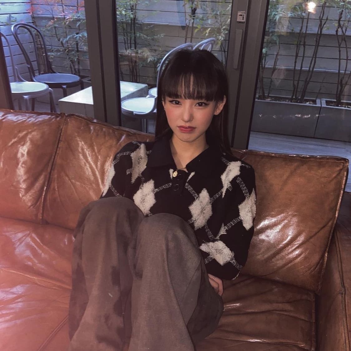 노제 아가일 크롭 니트 상품이미지2