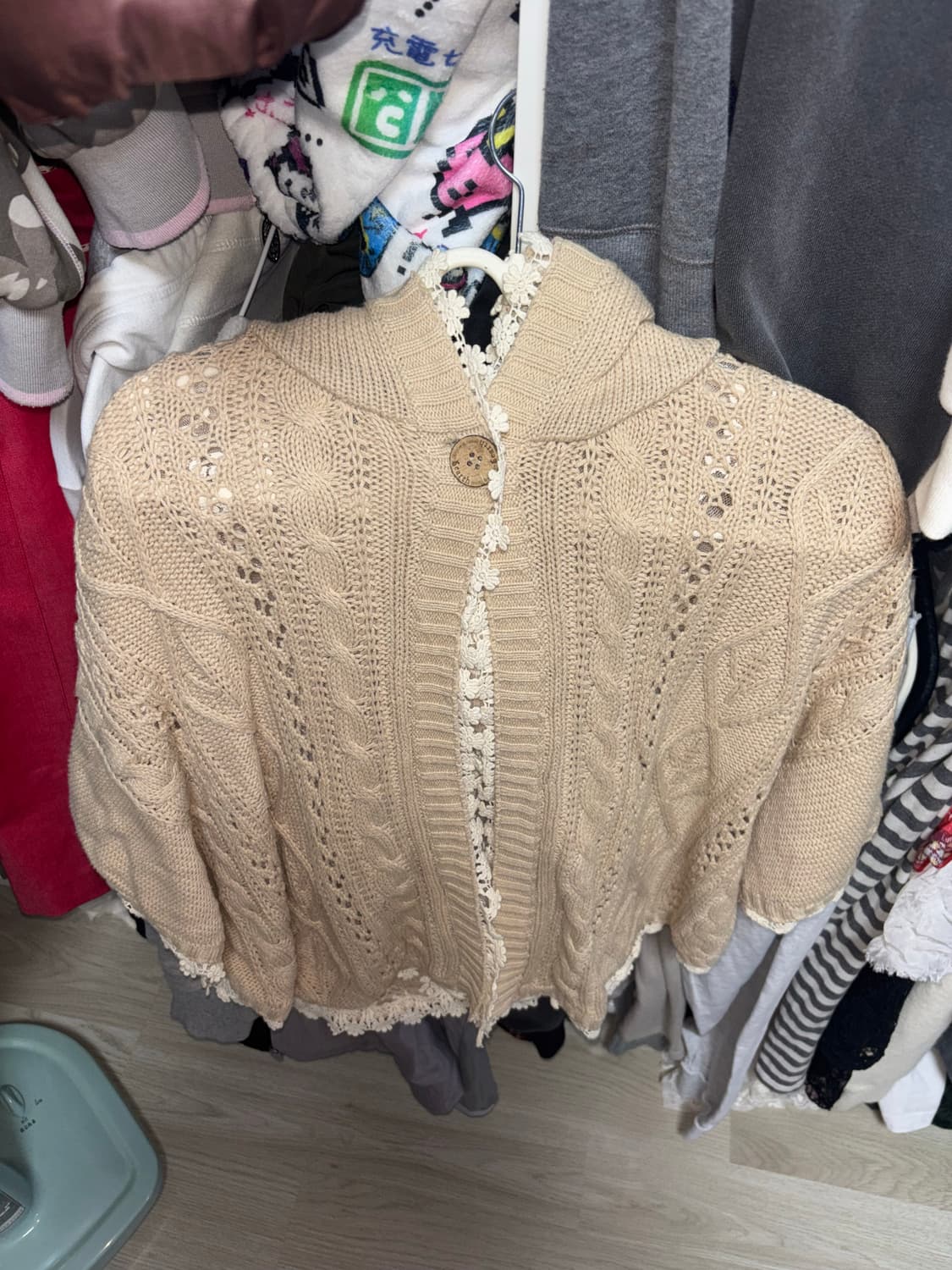 모리걸 하구미 니트 케이프 판초 가디건 큐빈 상품이미지2