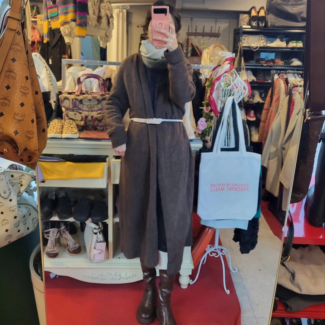 TIME 타임 여성 모헤어 풀 롱 가디건 Free사이즈 상품이미지2