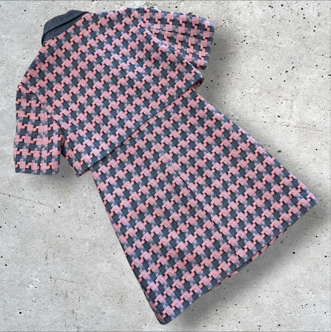 [38] 산드로 SANDRO 깅엄체크 반팔 트위드 원피스 D799 상품이미지2