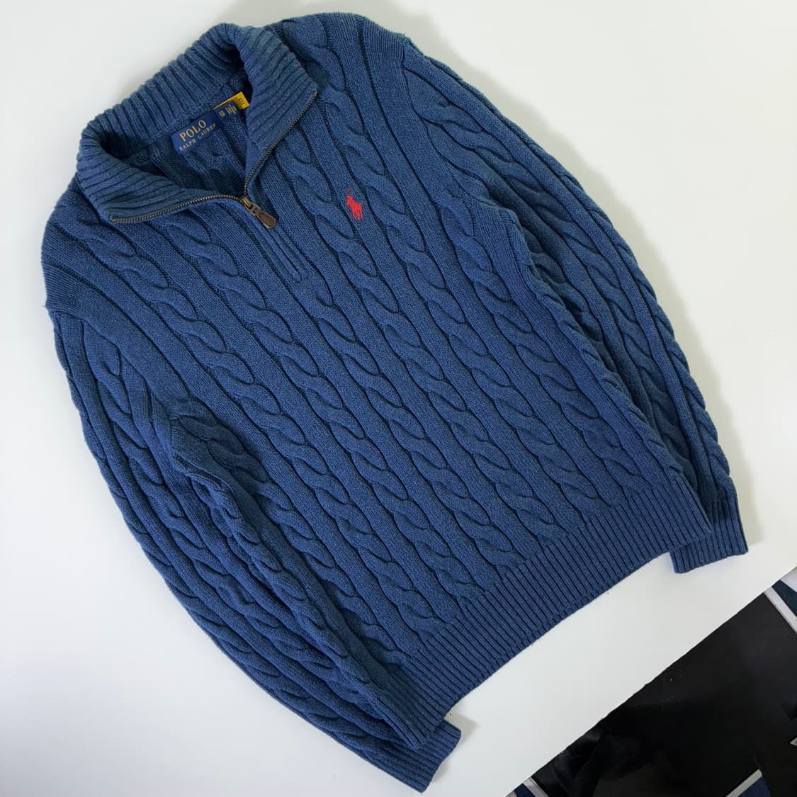 Polo  폴로 랄프로렌 자수 코튼 반집업 꽈배기 니트 상품이미지2