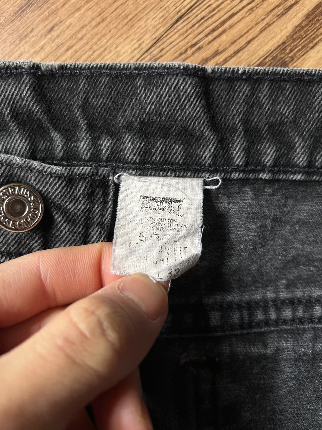 [40]90's 리바이스 USA 505 오렌지탭 빈티지워싱 흑청 데님팬츠 상품이미지8