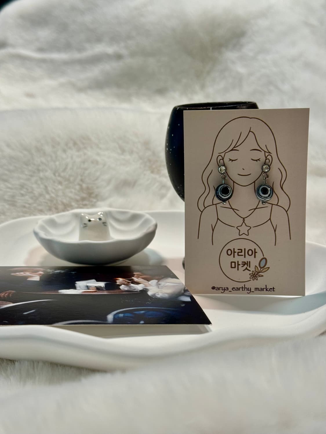 하나뿐인 무늬〰️ 마블 스톤 귀걸이🦓🖤 상품이미지7