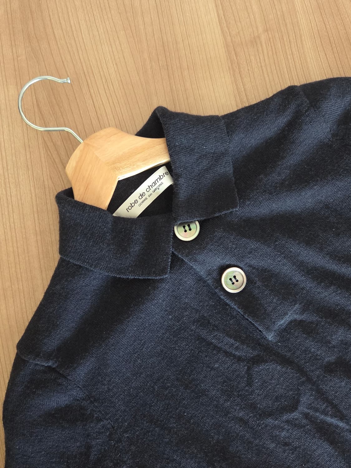 꼼데가르송 robe de chambre 남색 카라 반팔 니트 상품이미지2