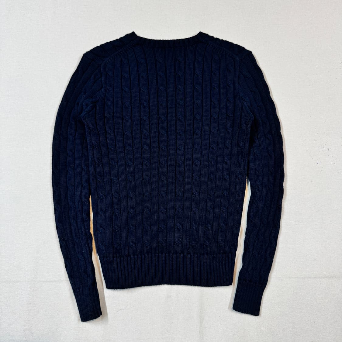 S) 폴로 랄프로렌 코튼 케이블 꽈배기 라운드넥 니트 네이비 상품이미지5