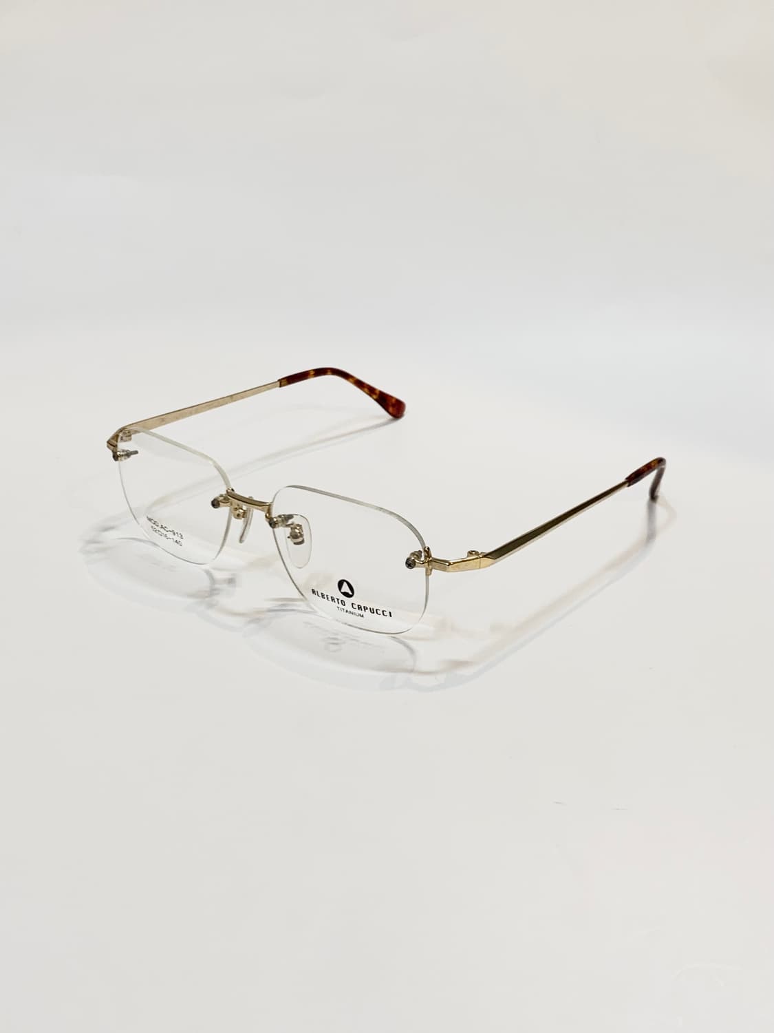 [픽키-676] 무테 사각 골드 메탈 안경 호피 템플팁 가벼운 티타늄 상품이미지2