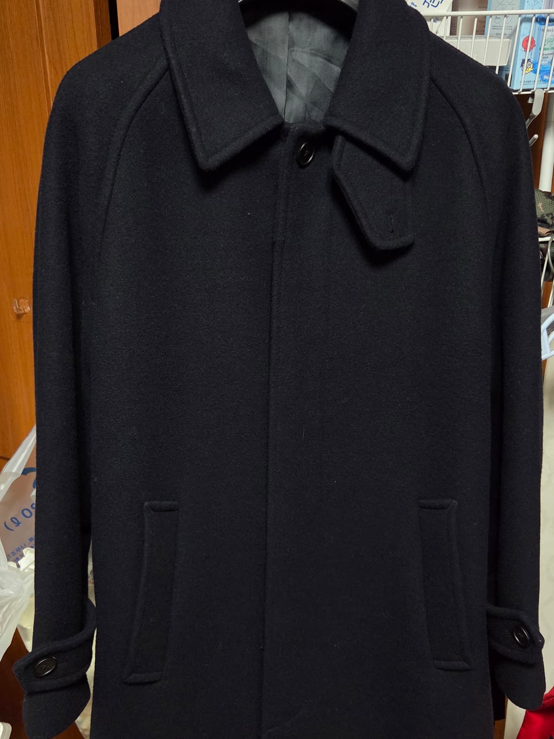 무신사스탠다드 캐시미어 블렌드 오버사이즈 발마칸 코트 네이비 상품이미지3