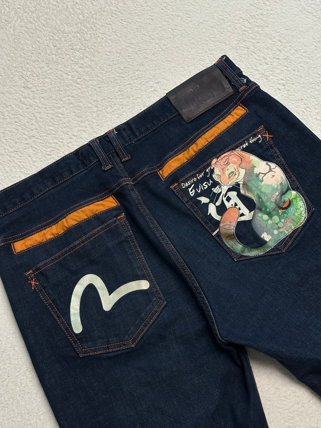 에비수 호랑이 프린팅 버뮤다 데님팬츠 반바지 상품이미지5