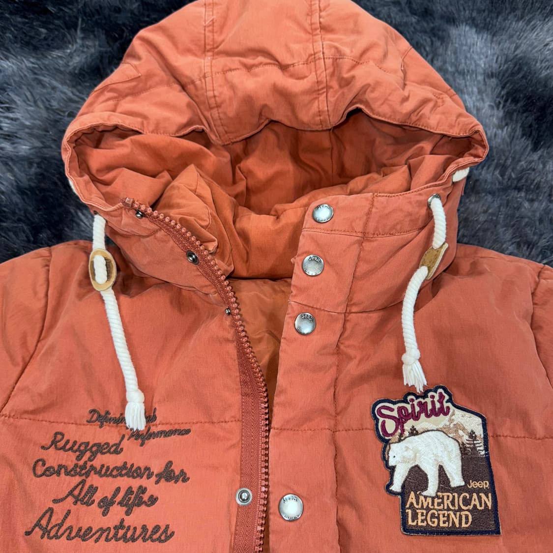 투티/0092 jeep 오렌지 브라운 후드 패딩  상품이미지5