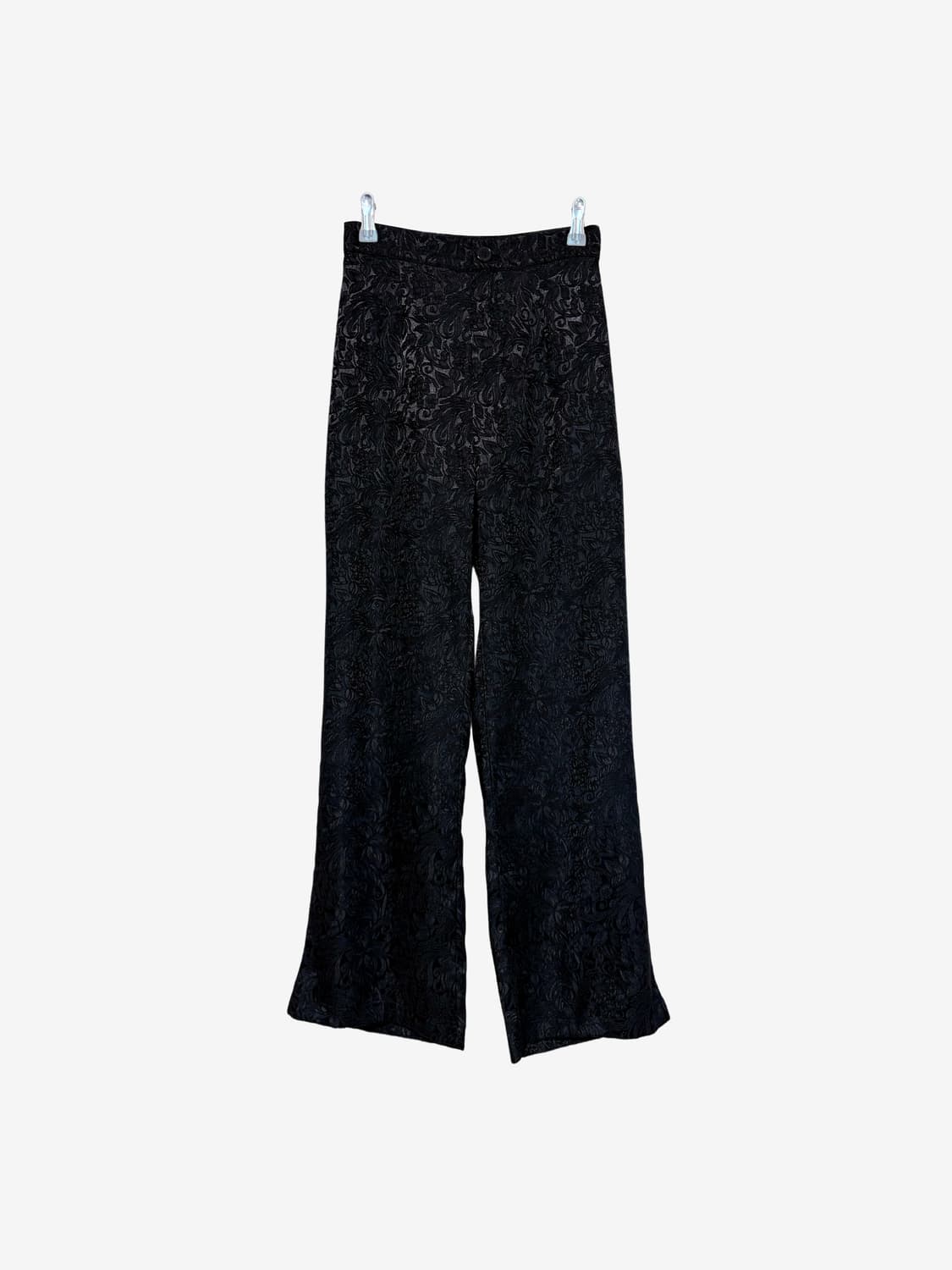 Floral Jacquard Slim Pants - Black 상품이미지4