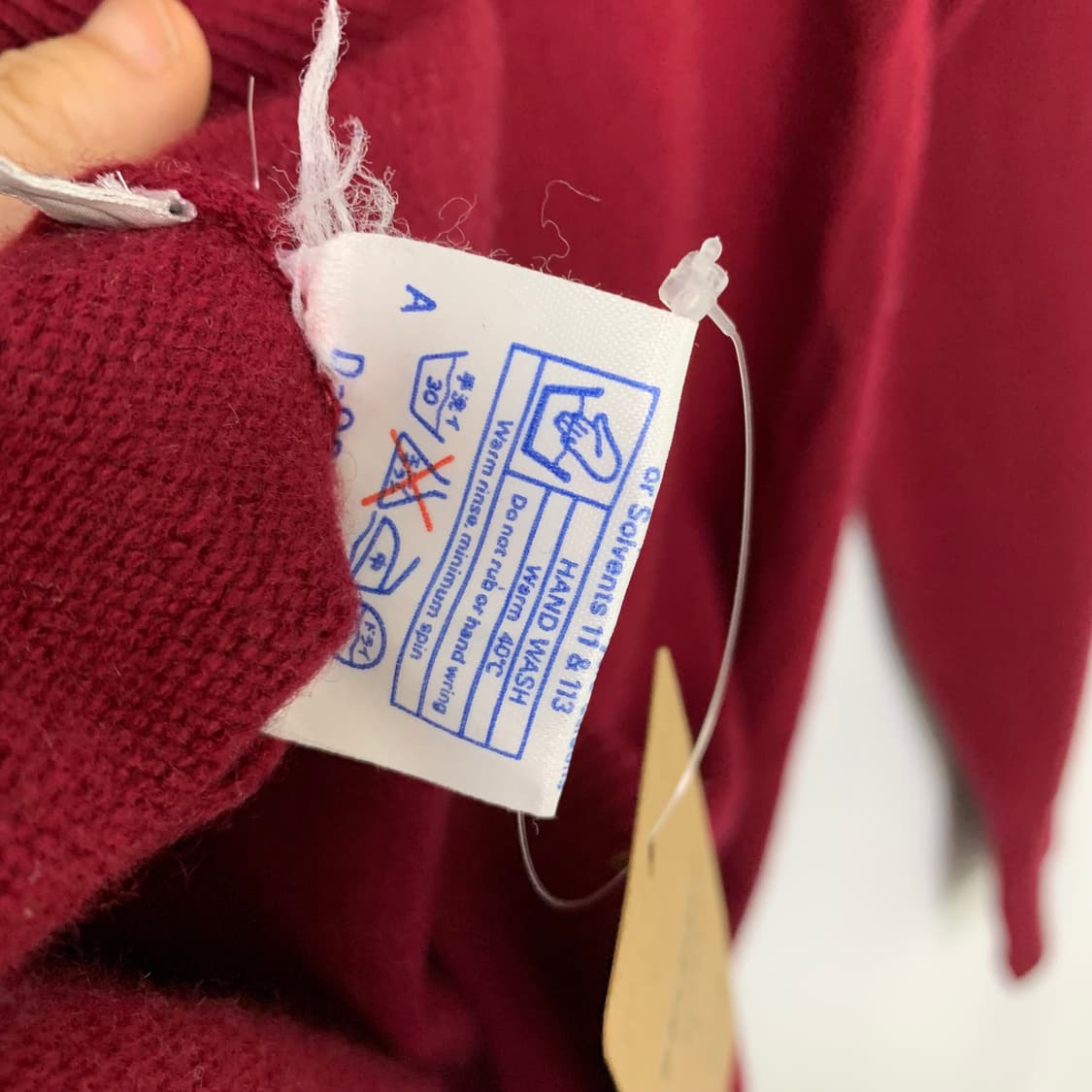 빈티지 캐시미어 100% 니트 스웨터 라운드넥 버건디 상품이미지5