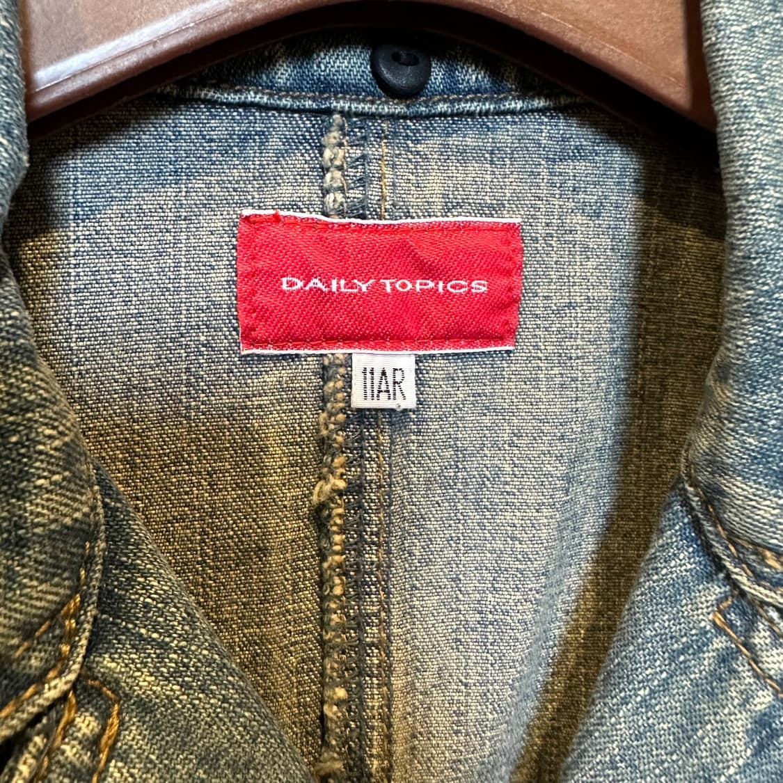 JPN VINTAGE 데님 하프 코트자켓 5버튼 라펠 디테일 라이트워싱 상품이미지5