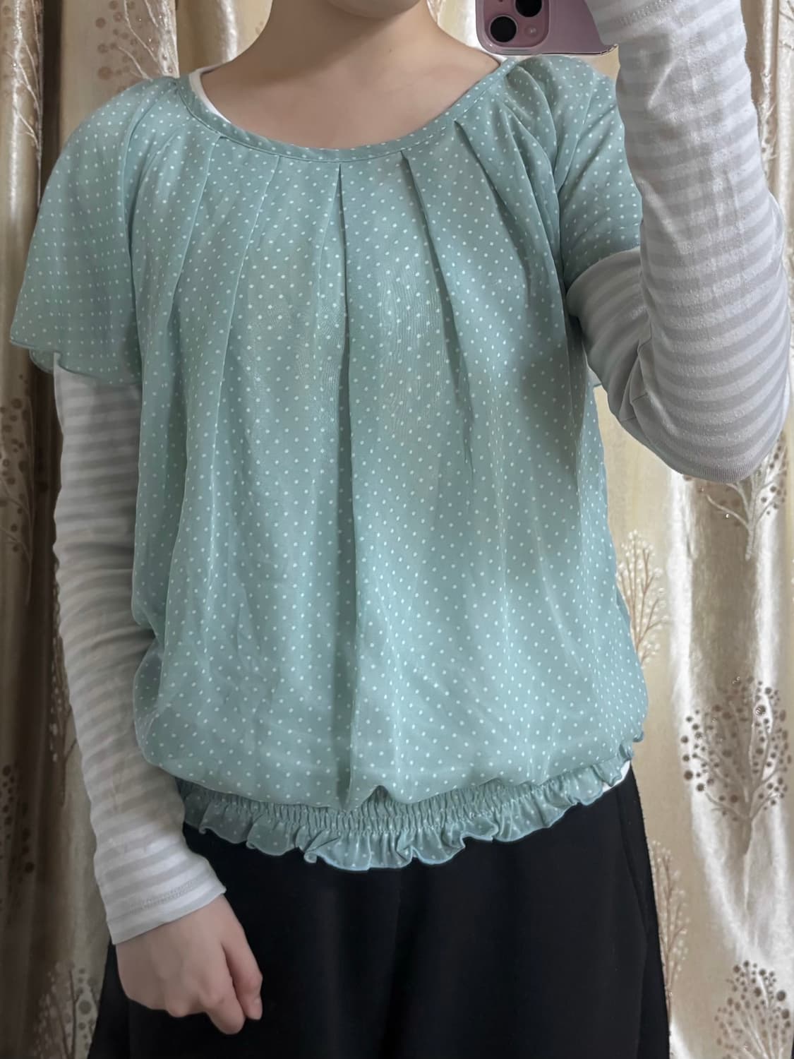 민트 퍼프 슬리브 레이어드 롱슬리브 세트 상품이미지1