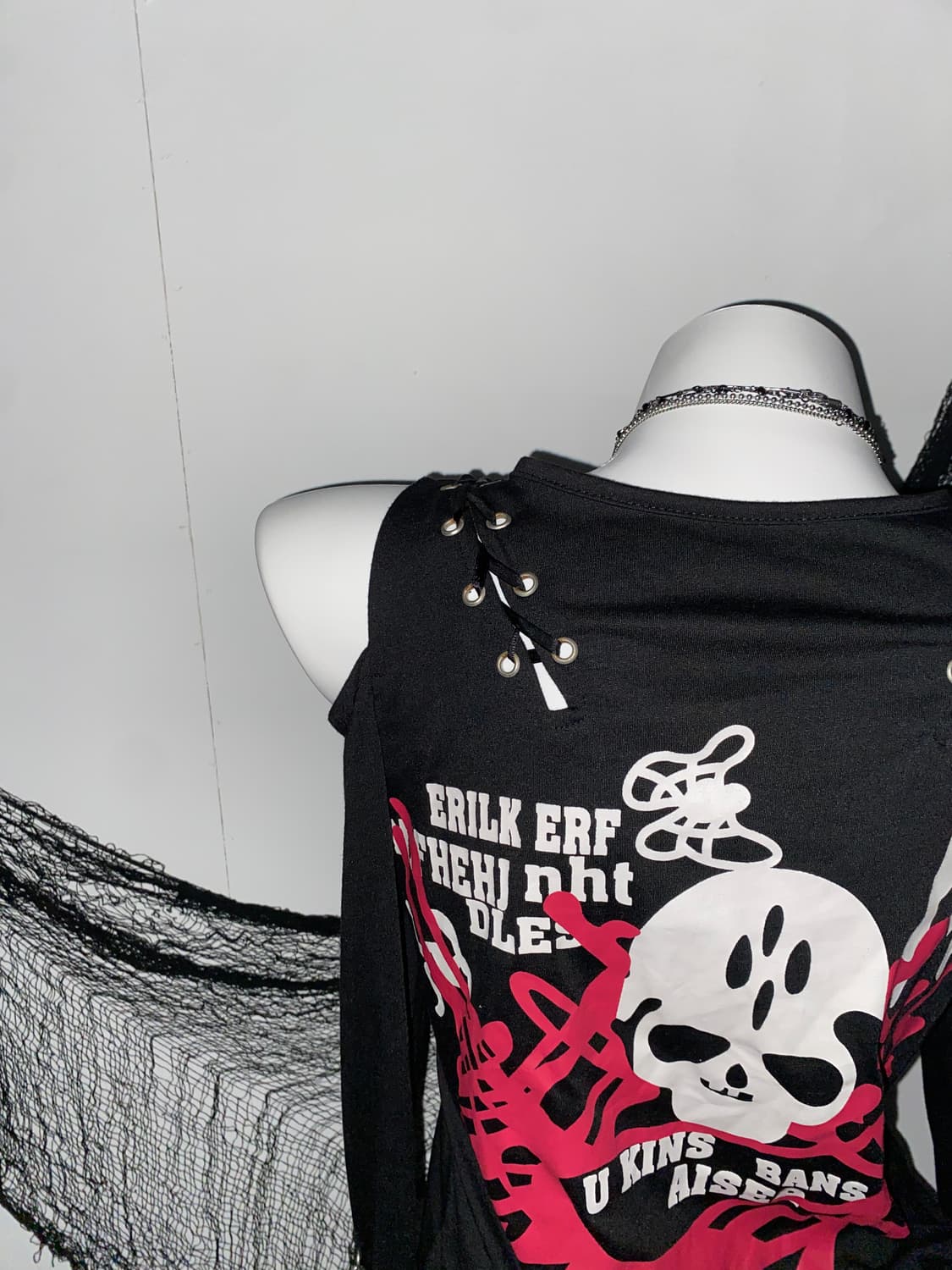 ꒰ঌ 어딕트랩 펑크 고스 스컬 롱슬리브 ໒꒱ 상품이미지7