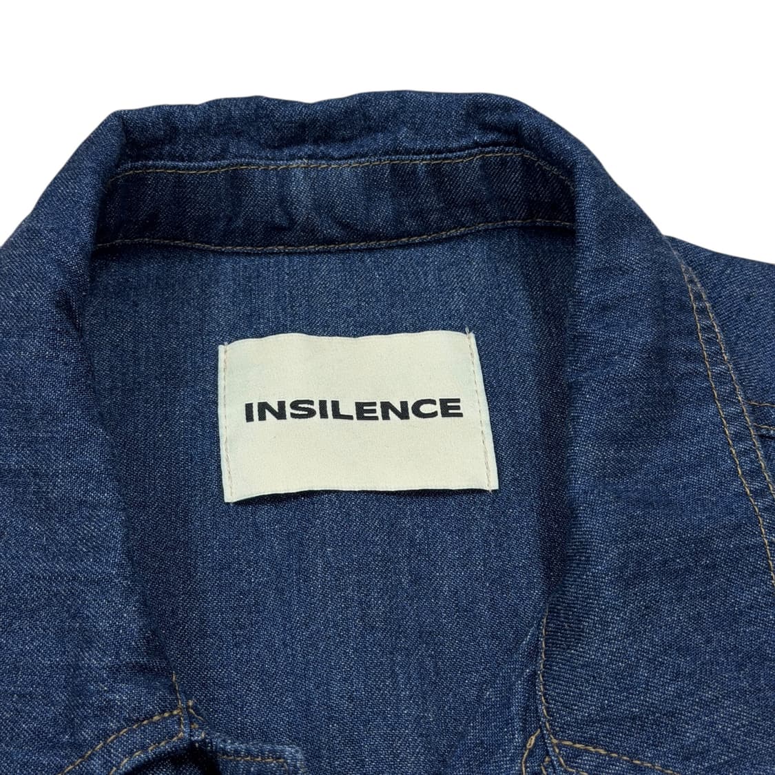 인사일런스 컷오프 린넨 데님 반팔 셔츠 인디고 블루 M 상품이미지5