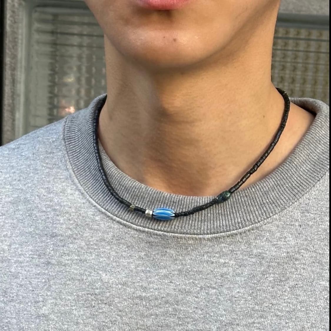 Musta glass beads turquoise black neckla 상품이미지1