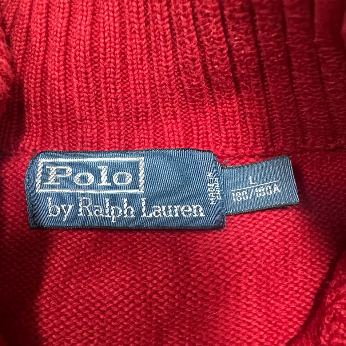 ✨ (바배) 폴로 랄프로렌 레드 니트 반집업 상품이미지3