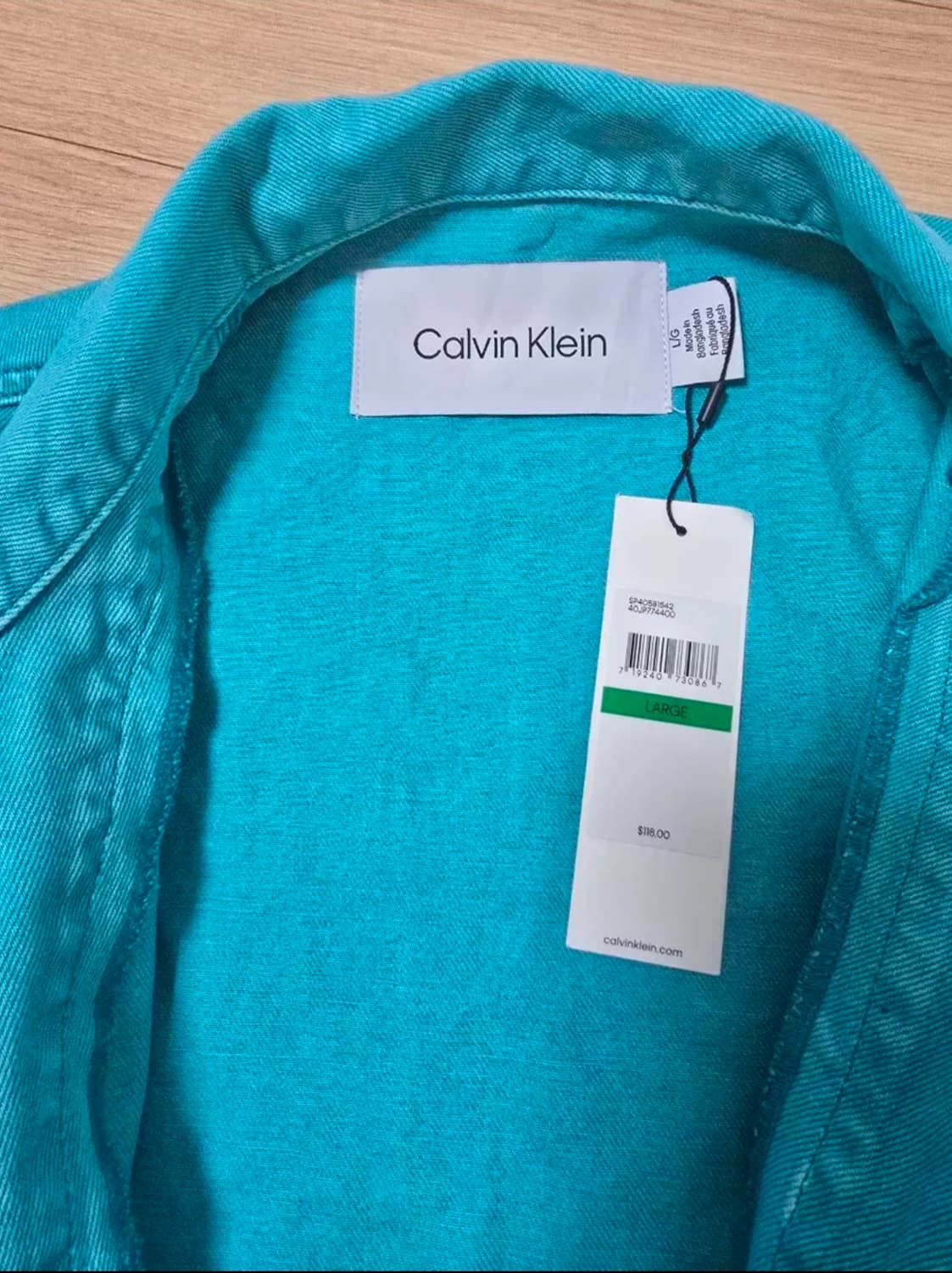 캘빈클라인 민트색 청록색 청자켓 L 상품이미지4