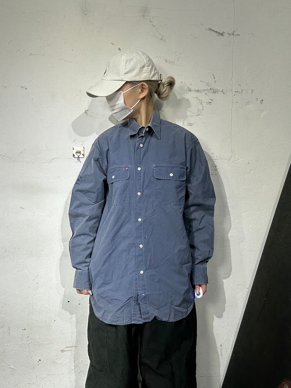 타미 힐피거 블루 오버핏 셔츠 S 상품이미지2