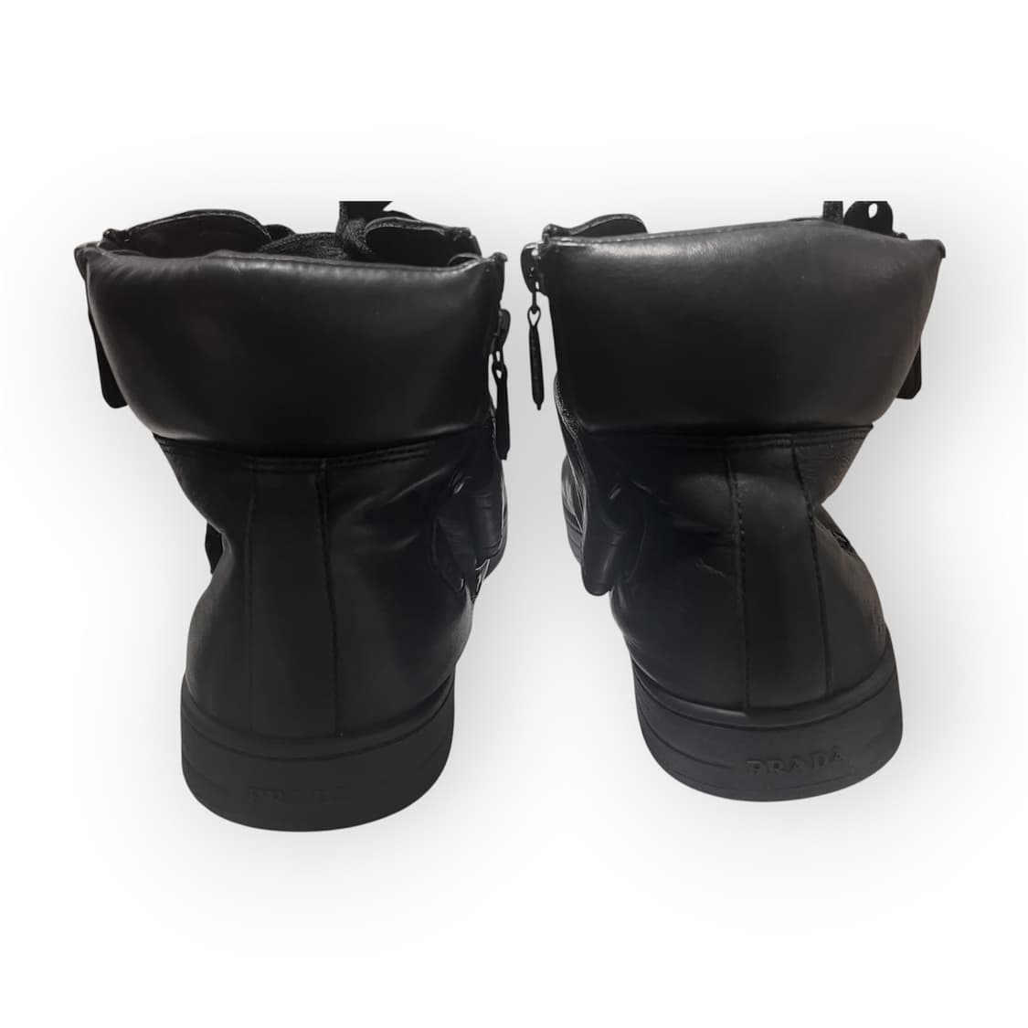 [285] 프라다 블랙 레더 하이탑 벨크로 스니커즈  상품이미지4