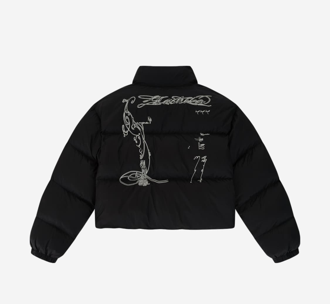 카시코 Embroidered Crop Padding Black 상품이미지1