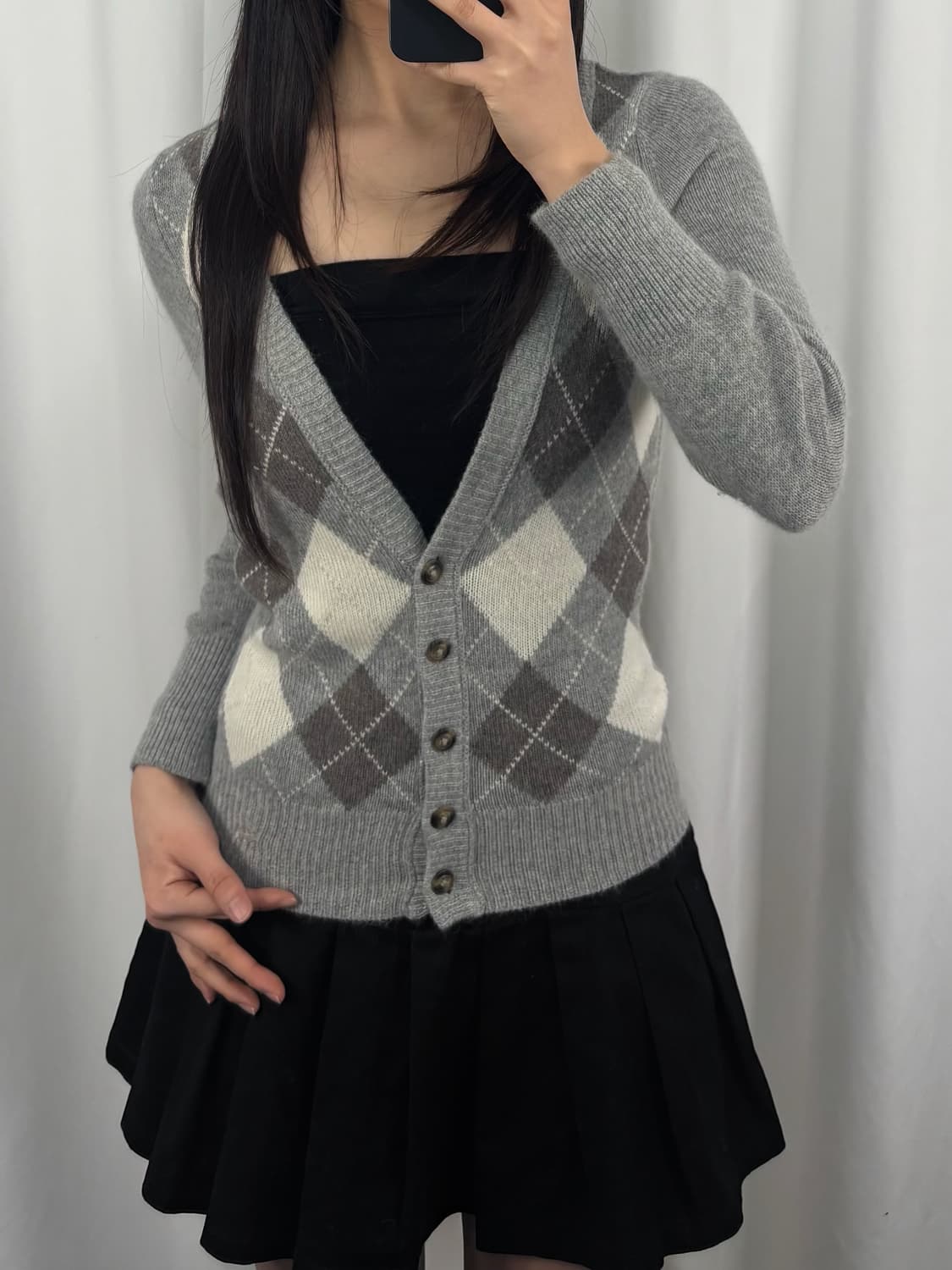 아베크롬비 그레이 아가일 니트 가디건 상품이미지2