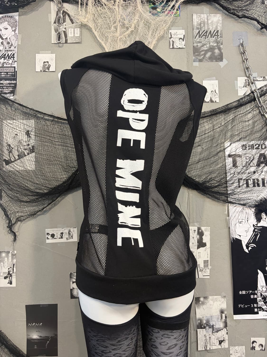 Y2K cubic skull back mesh overfit sleeve 상품이미지9