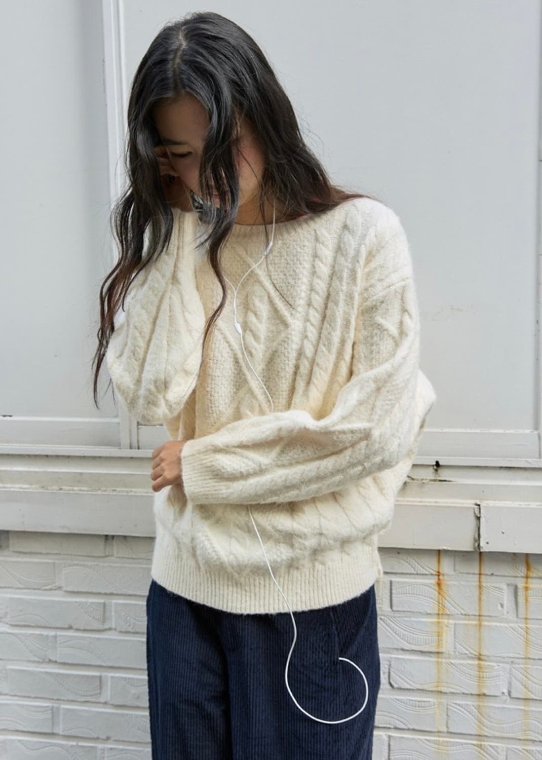 미치코런던 코시노 피셔맨 울 니트 아이보리 상품이미지1