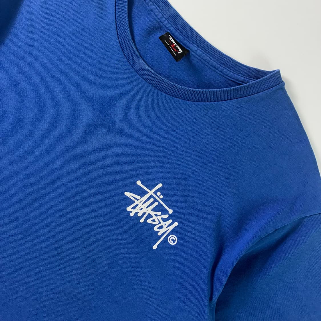 Stussy  스투시 빅로고 피그먼트 다이드 블루 반팔티셔츠  상품이미지4