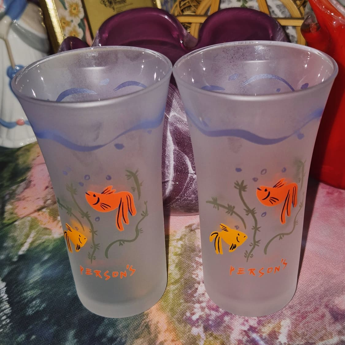 90s 레트로 파슨스 수초 금붕어 불투명 롱 글라스 1p 상품이미지9