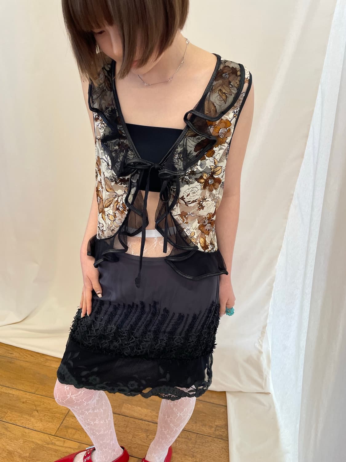 floral frill lace sleeveless 상품이미지3